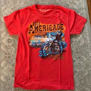 Americans motorcycle red t-shirt